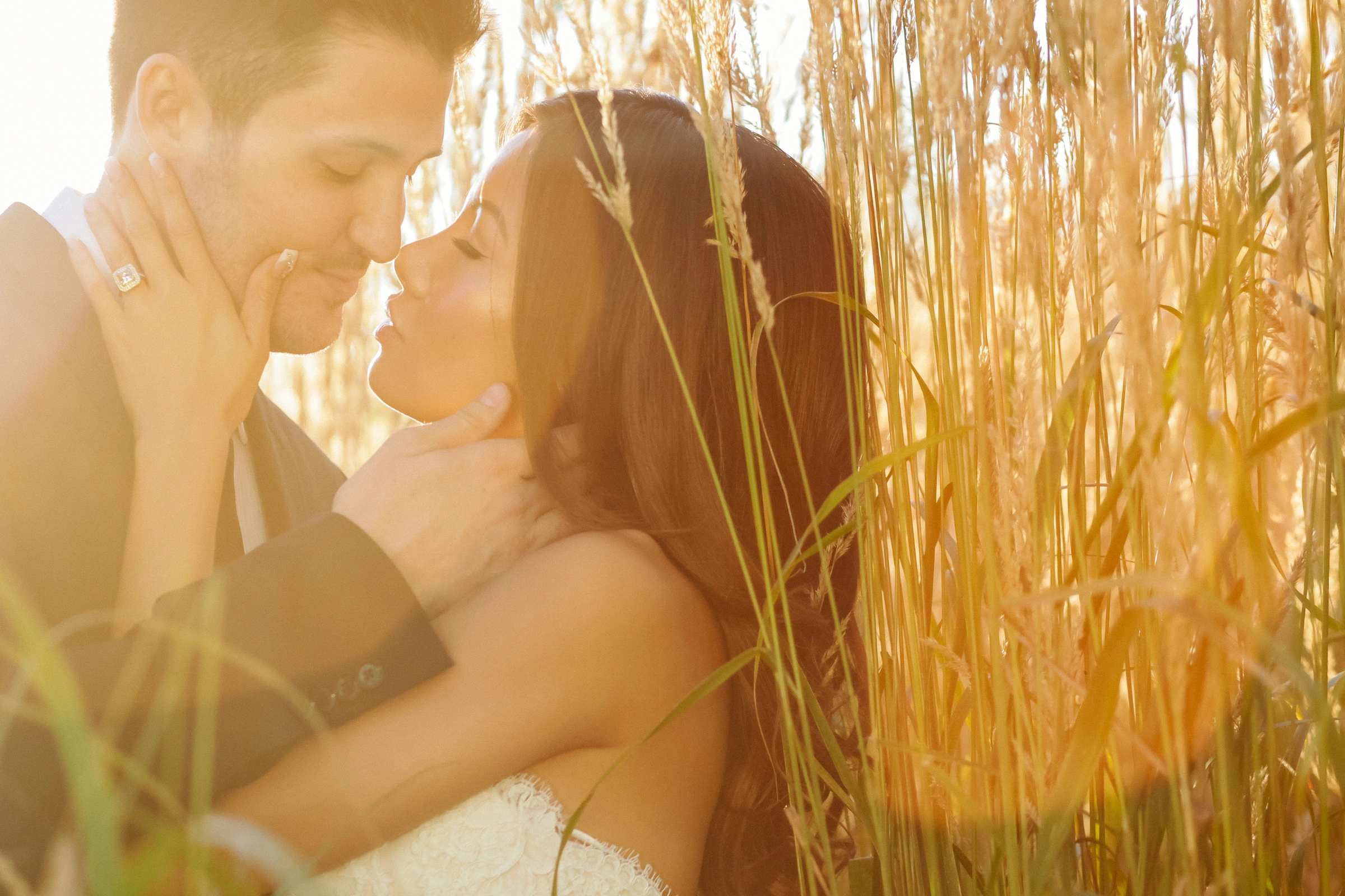 Romantic Sunlit Bride and Groom Photo